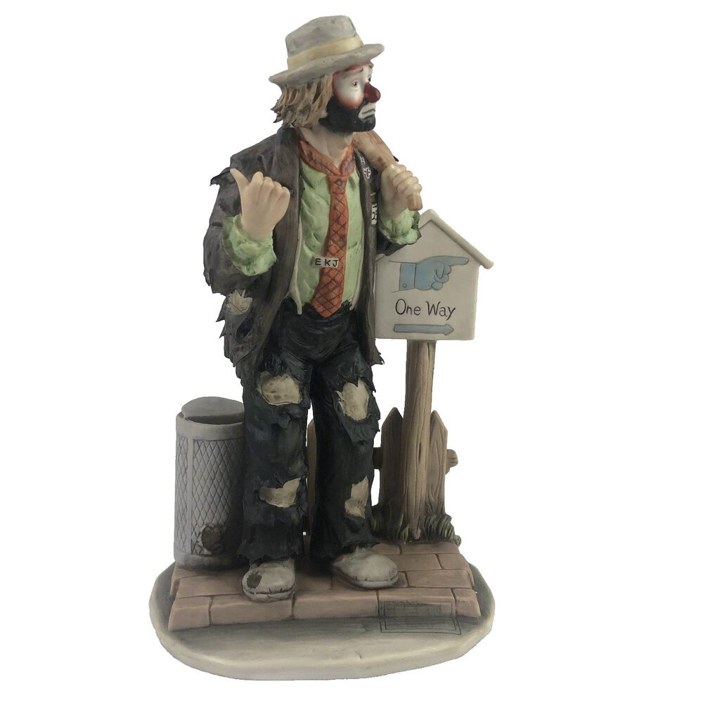 Flambro Emmett Kelly Porcelaine Figurine EKJ Signature One Way Vintage #9963